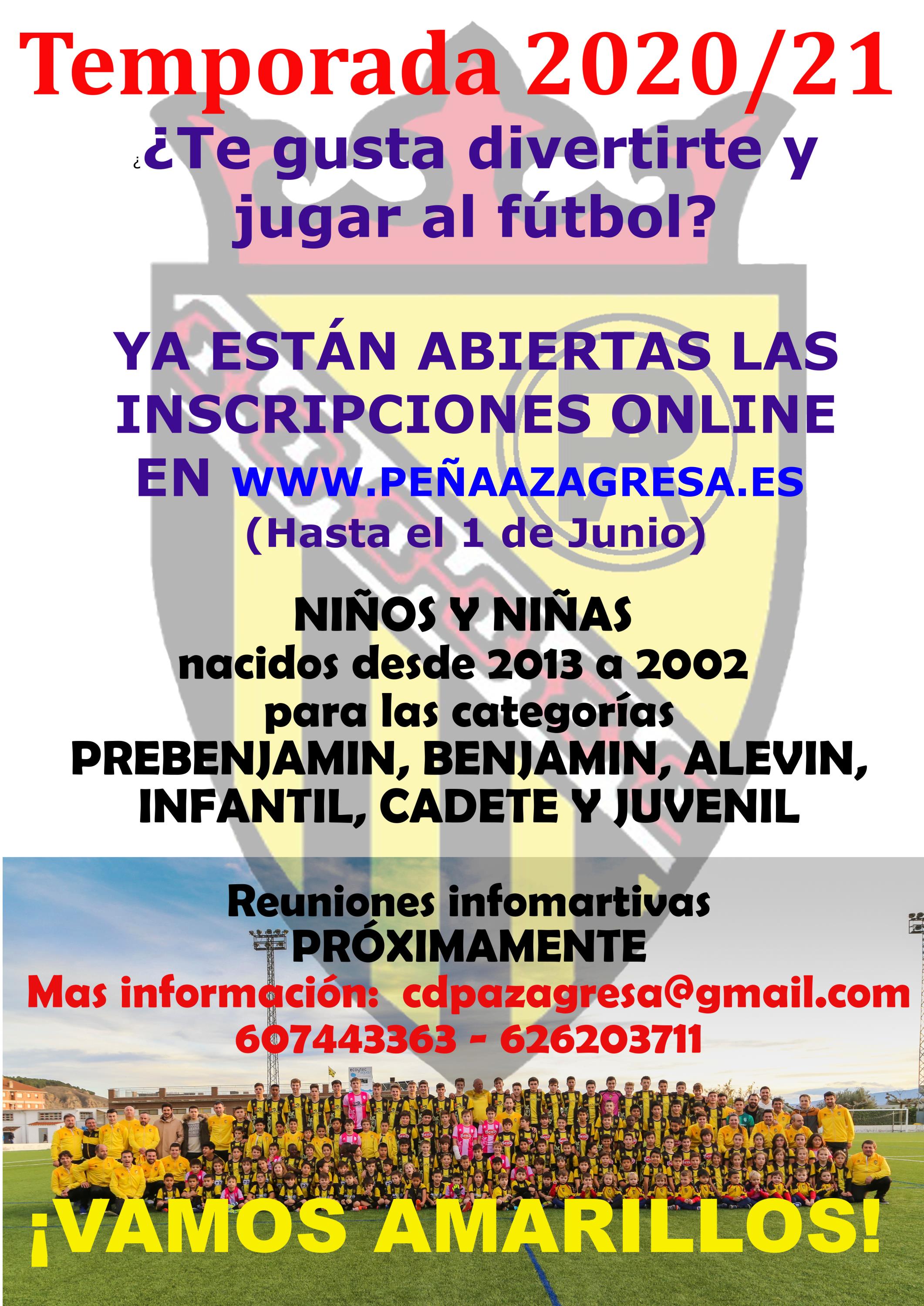 Inscripciones Fútbol Base Temp 2020/21 b