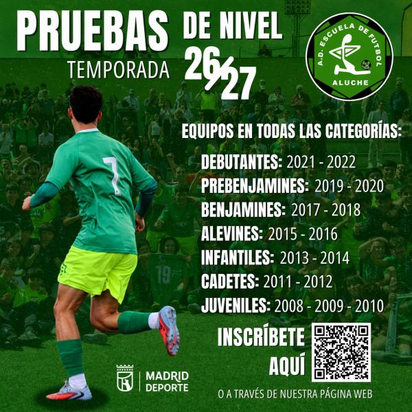 ABIERTAS PRUEBAS DE NIVEL