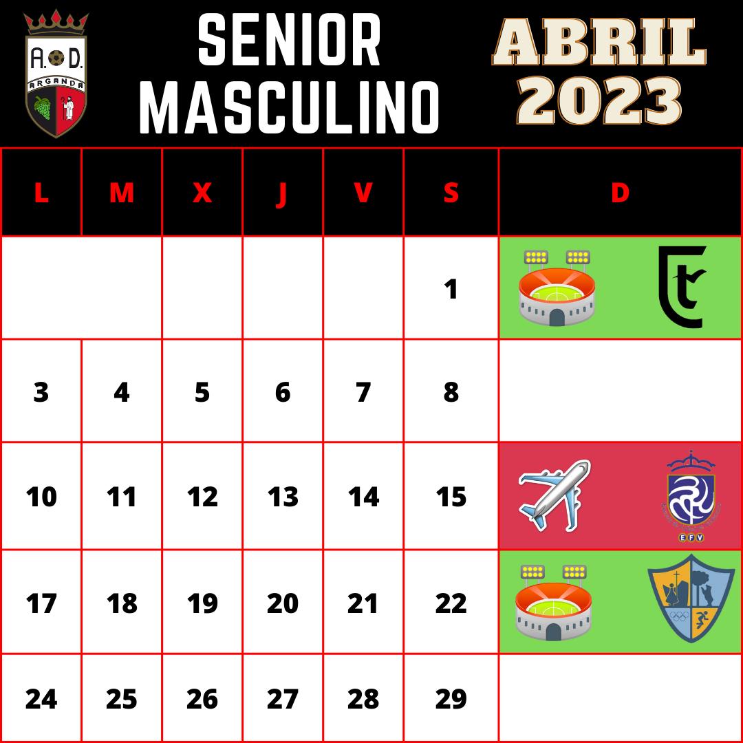 CALENDARIO SENIOR MASCULINO ABRIL 2023