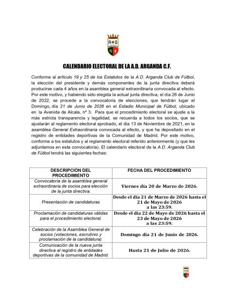 CONVOCATORIA DE ELECCIONES