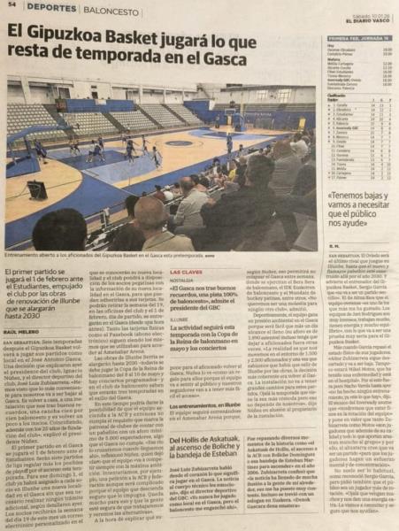 El Gipuzkoa Basket jugará lo que resta de temporada en el Gaska
