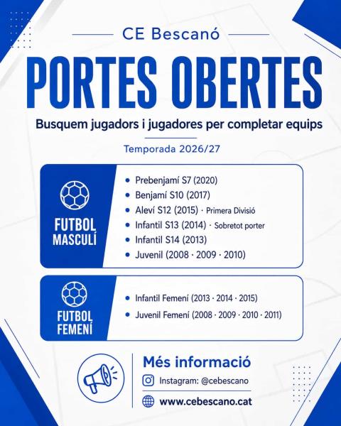 PORTES OBERTES SEPTEMBRE 2026