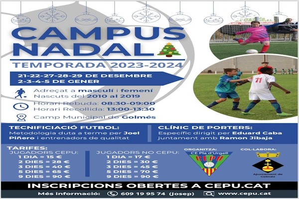 Inscripcions al campus de Nadal del CE Pla d'Urgell 🤶