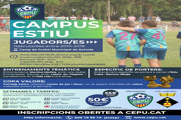 🌞 Inscripcions obertes pel campus d'estiu del CE Pla d'Urgell 🌞