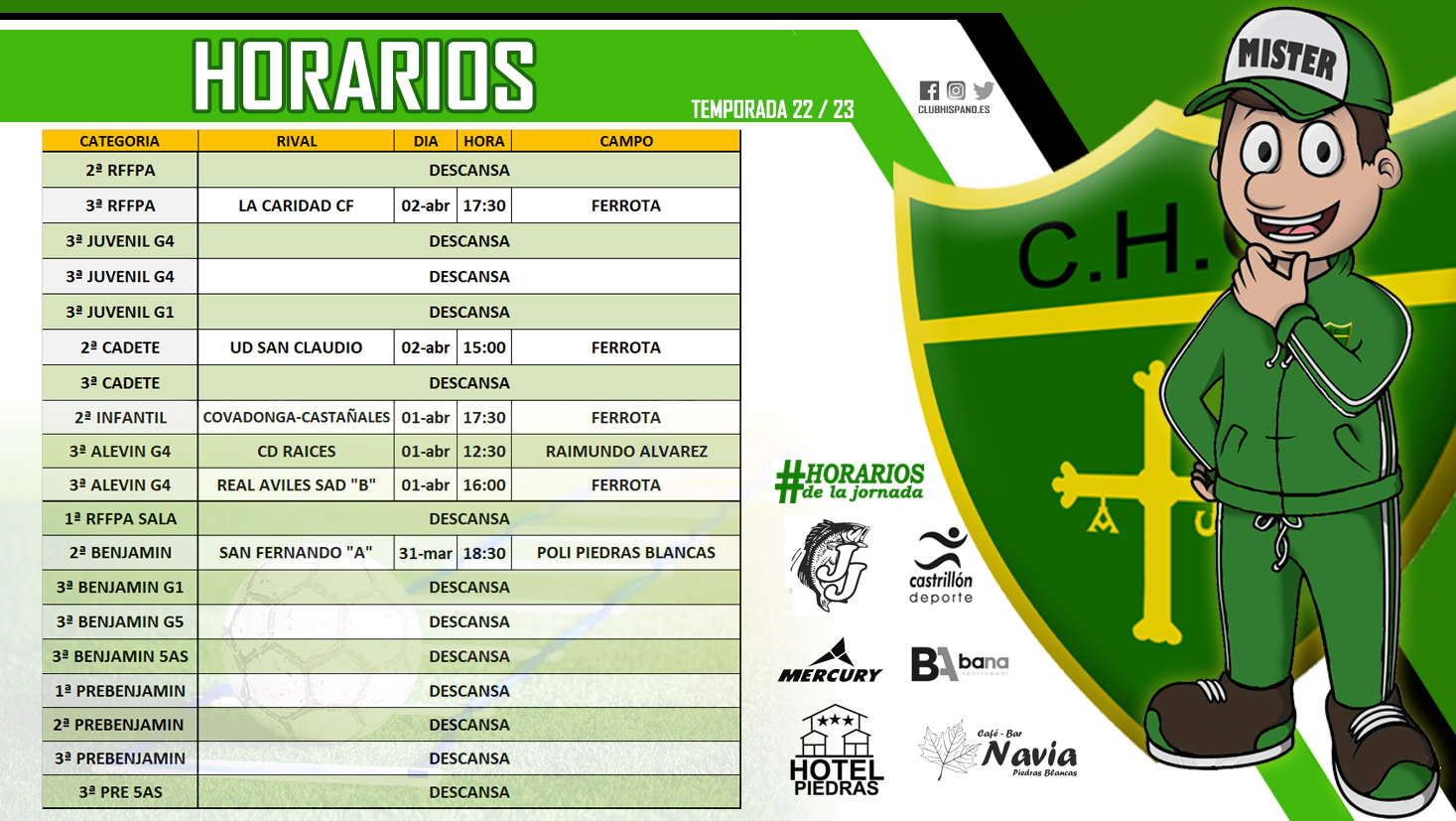 HORARIOS DEL FIN DE SEMANA