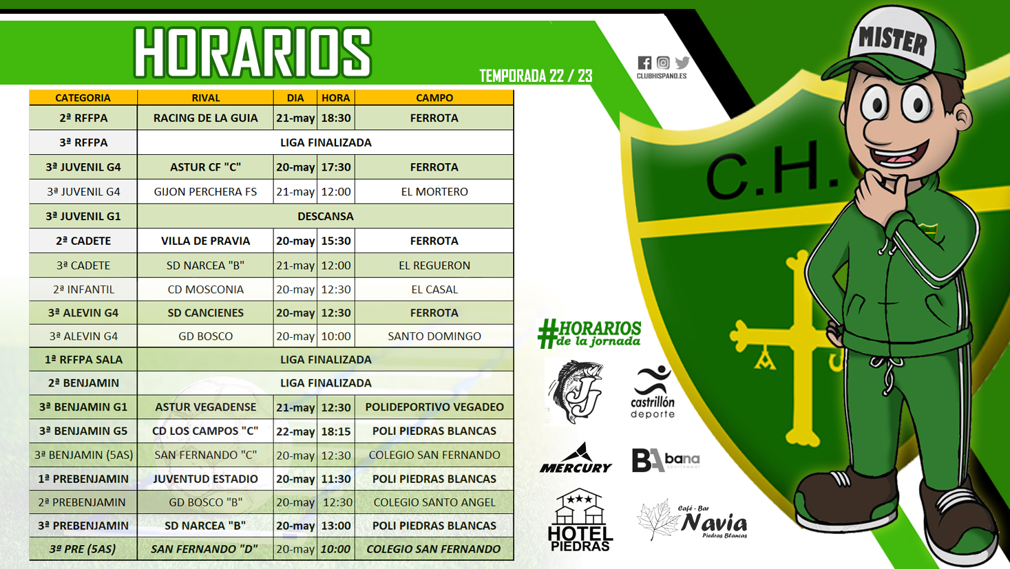 HORARIOS DEL FIN DE SEMANA