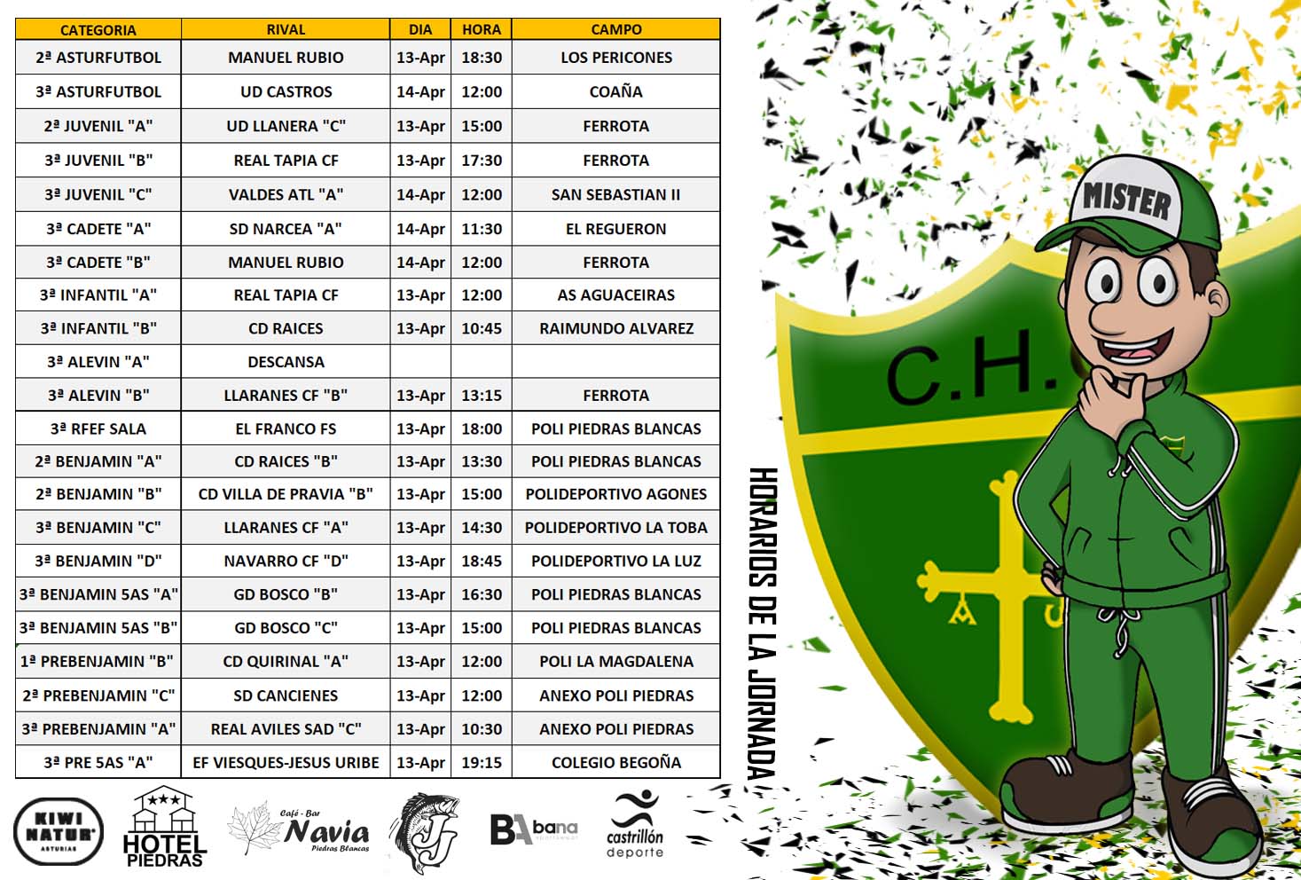 HORARIOS DEL FIN DE SEMANA