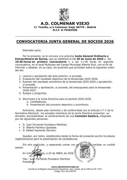 Junta General Ordinaria y Extraordinaria de Socios 2026