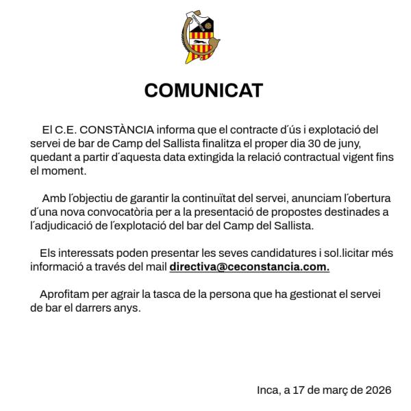 Contracte d'ús i explotació del servei de bar del Camp del Sallista 