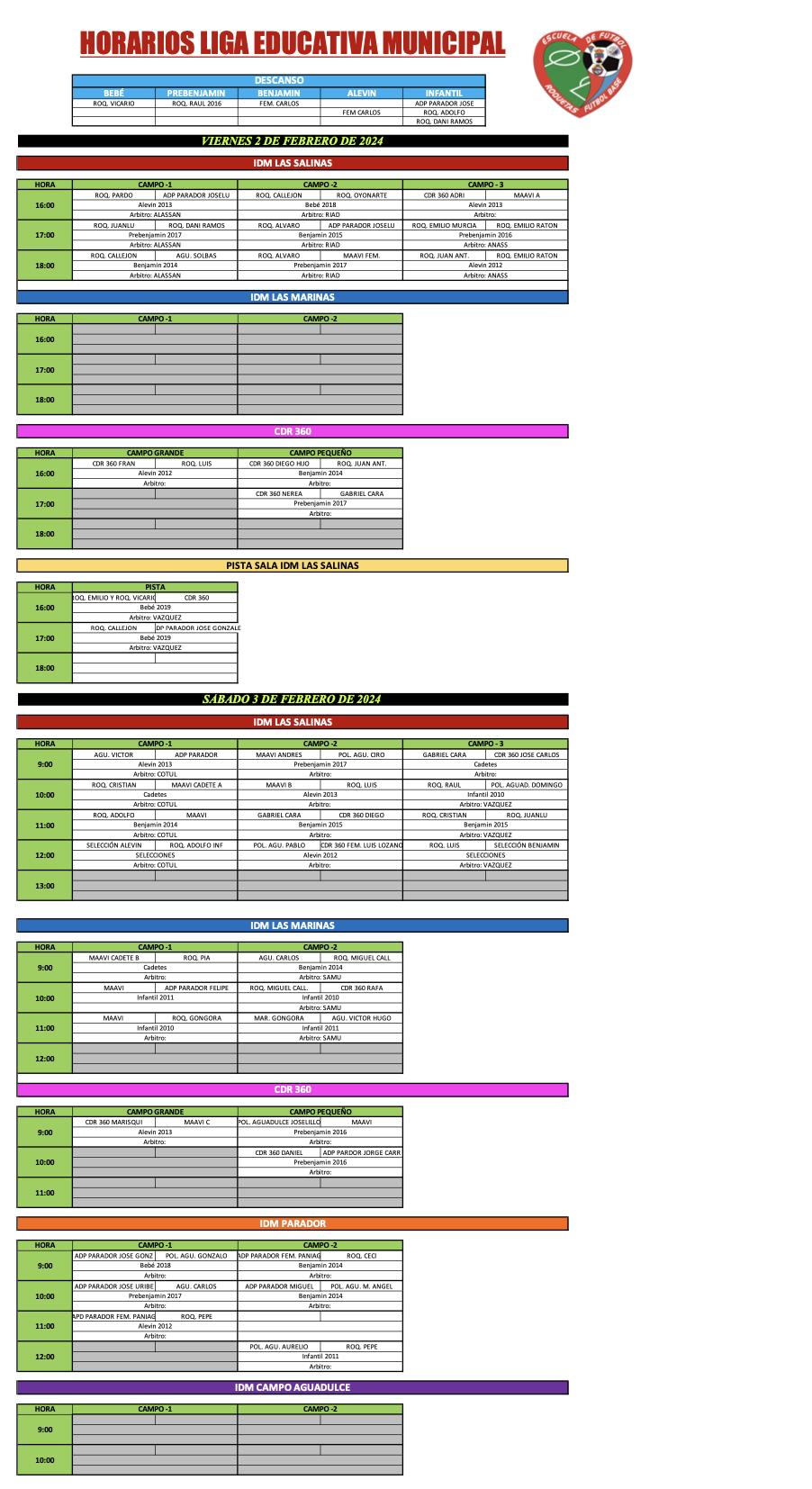 JORNADA 6 LIGA EDUCATIVA MUNICIPAL. 2 Y 3 DE FEBRERO