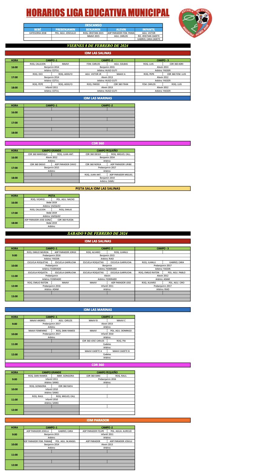 JORNADA 7 LIGA EDUCATIVA MUNICIPAL. 9 Y 10 DE FEBRERO