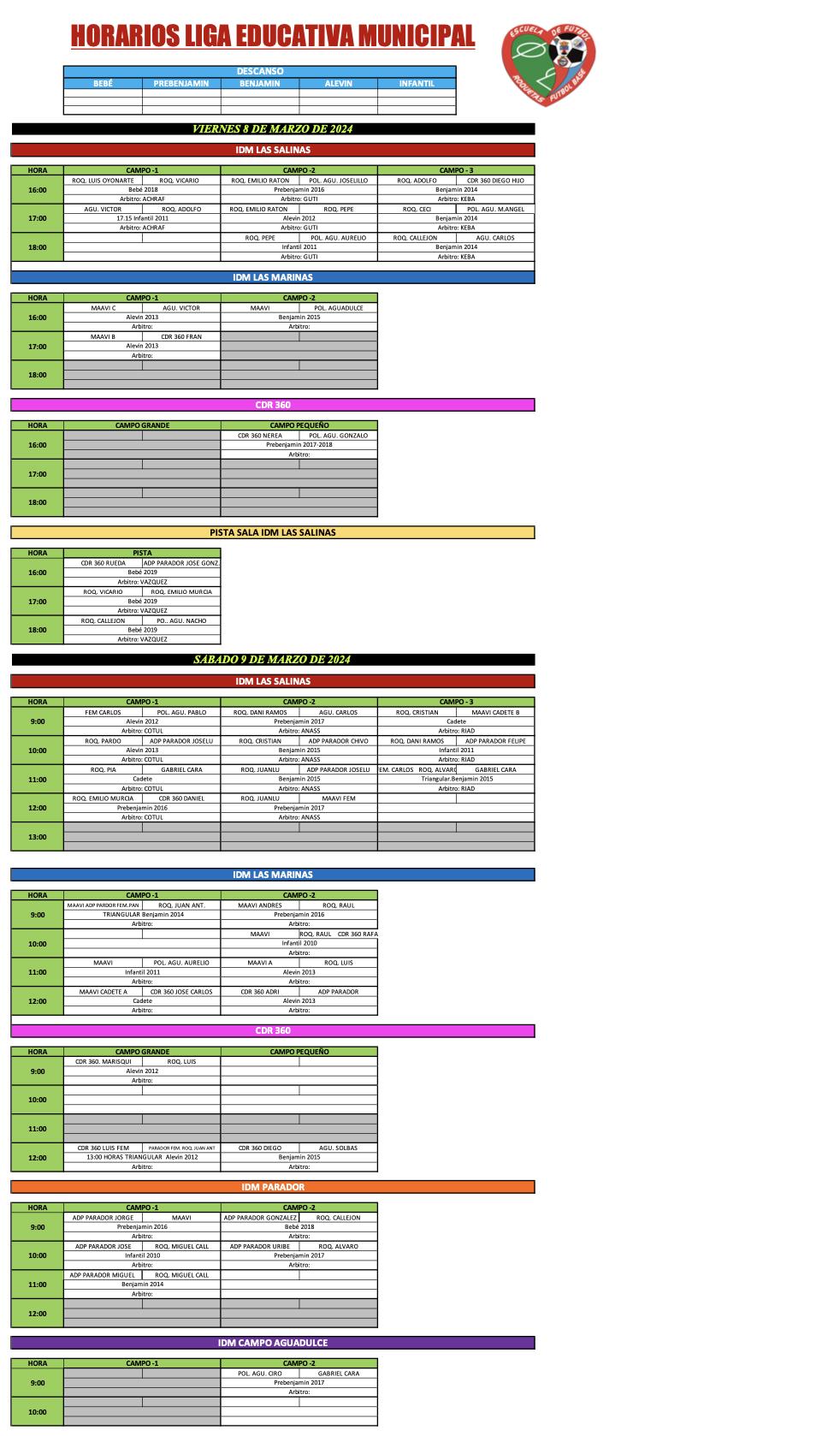 JORNADA 10 LIGA EDUCATIVA. 8 Y 9 DE MARZO 