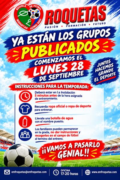 LOS GRUPOS ESTÁN PUBLICADOS. ¡¡COMENZAMOS 28 SEPTIEMBRE!!