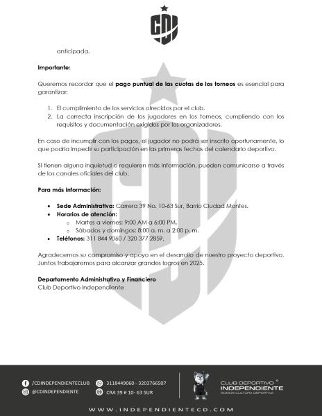 Circular 008 - Torneo Nacional Difutbol Sub13