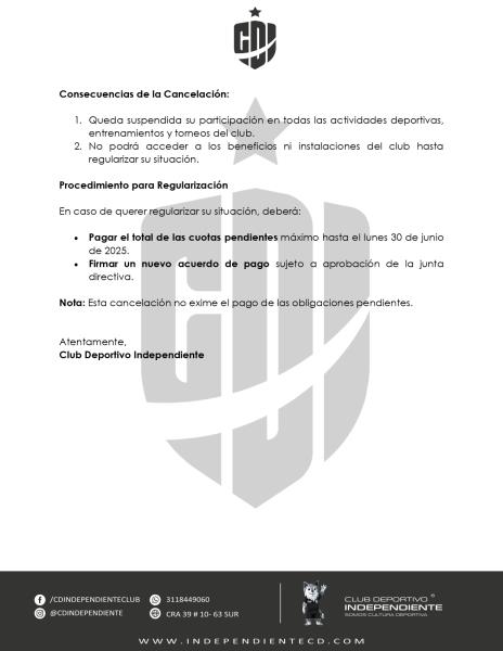Circular 014 - Cancelación Cuota Afiliación