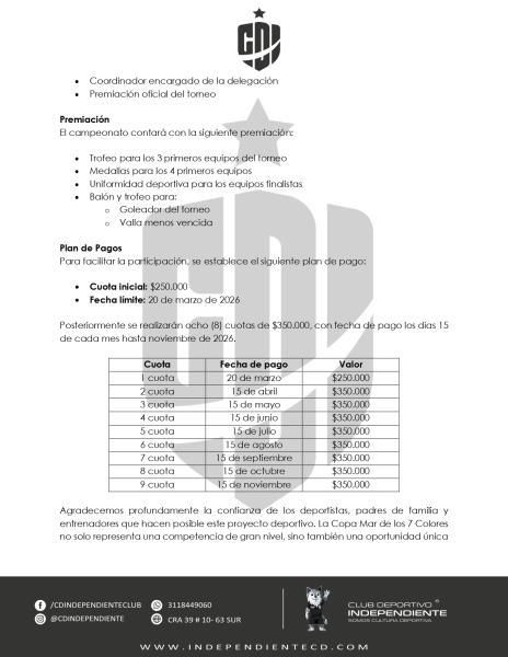 CIRCULAR 005 - COPA MAR DE LOS 7 COLORES