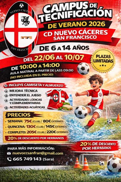 CAMPUS DE TECNIFICACIÓN EN FÚTBOL VERANO 2026
