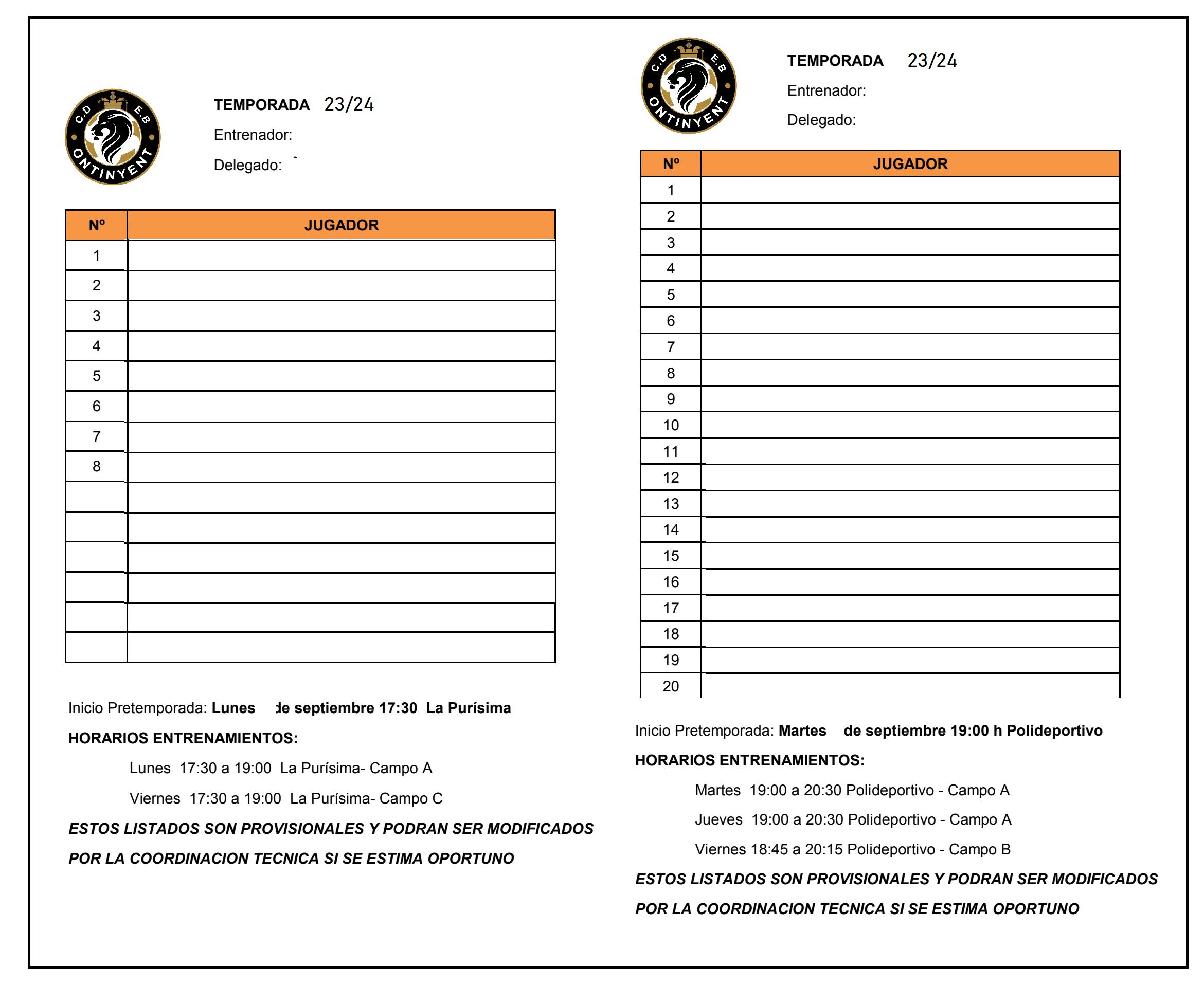 Llistes  equips  2023/2024
