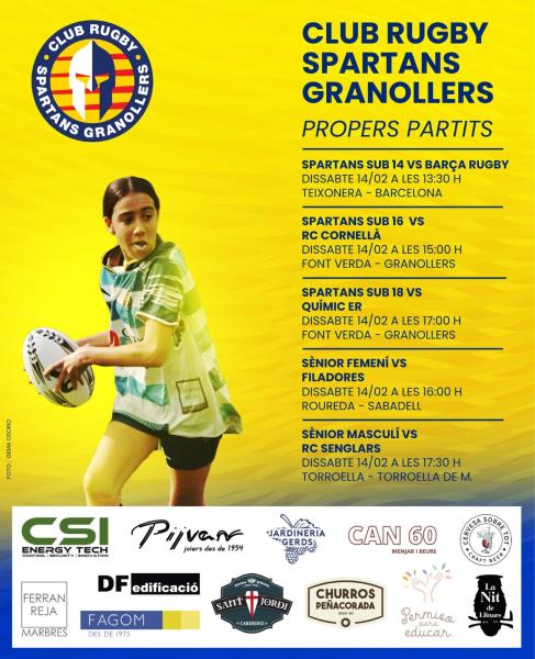 PARTITS DEL CAP DE SETMANA 14/15 DE FEBRER