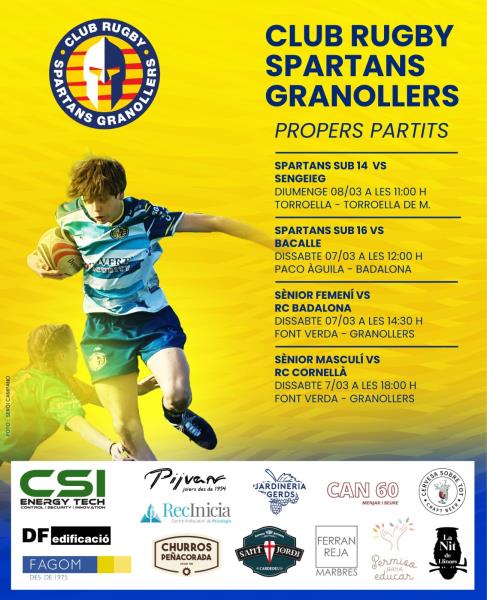 	PARTITS DEL CAP DE SETMANA 7/8 DE MARÇ