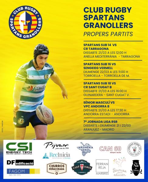 PARTITS DEL CAP DE SETMANA 21/22 DE MARÇ