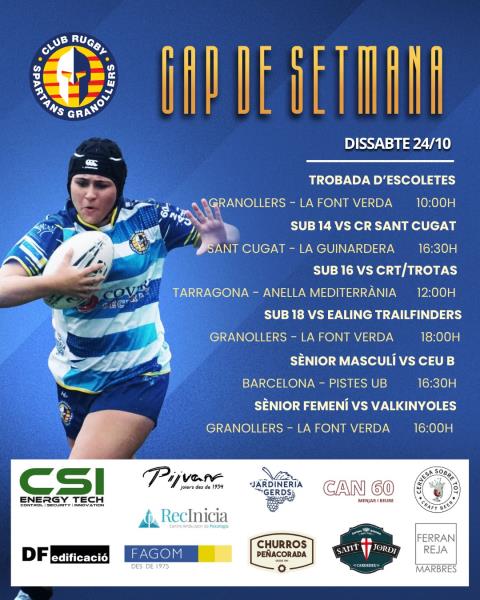 PARTITS DEL CAP DE SETMANA 24 i 25 OCTUBRE