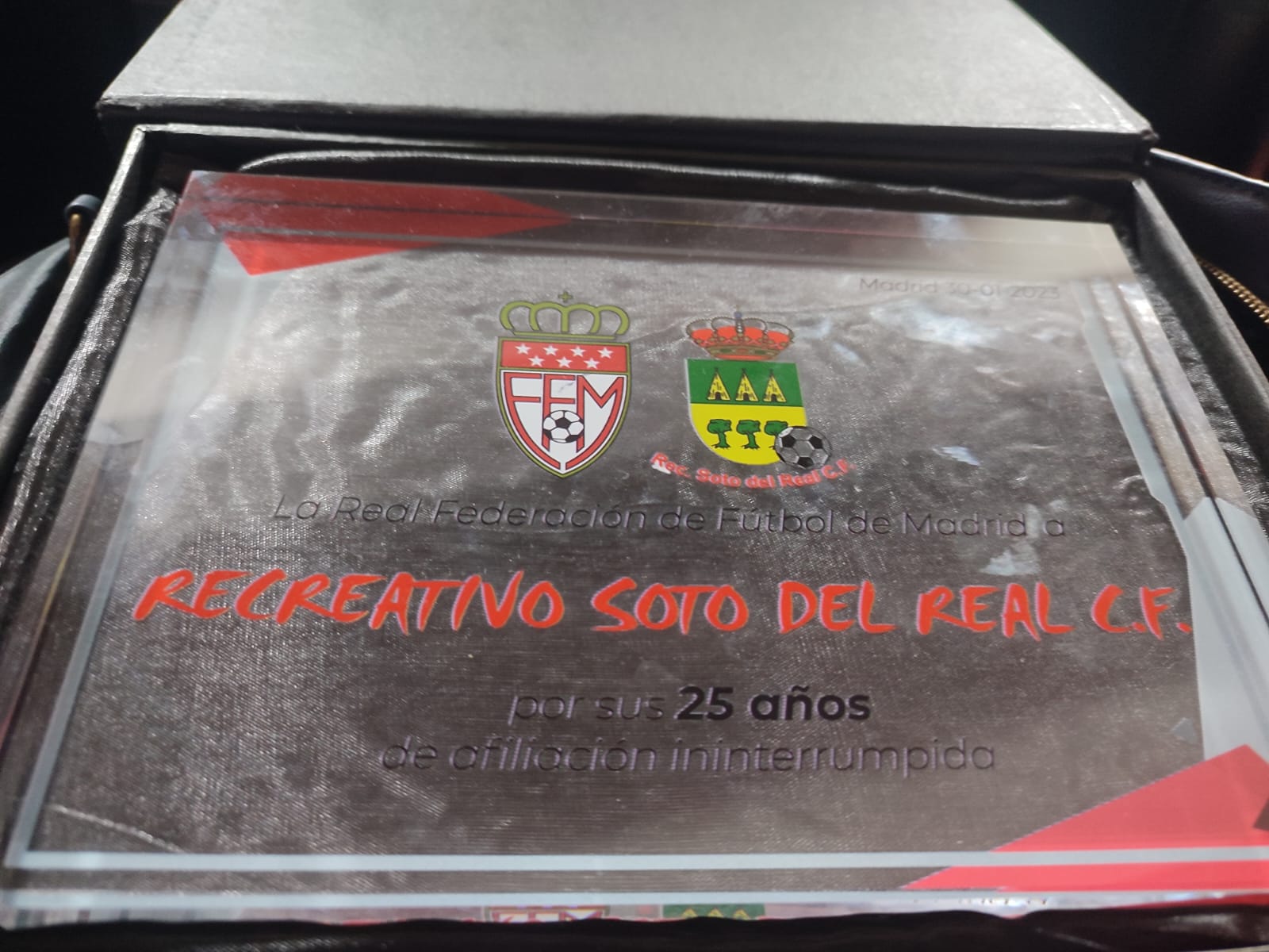 RECONOCIMIENTO 25 AÑOS ININTERRUMPIDOS  COMO CLUB AFILIADO A LA RFFM