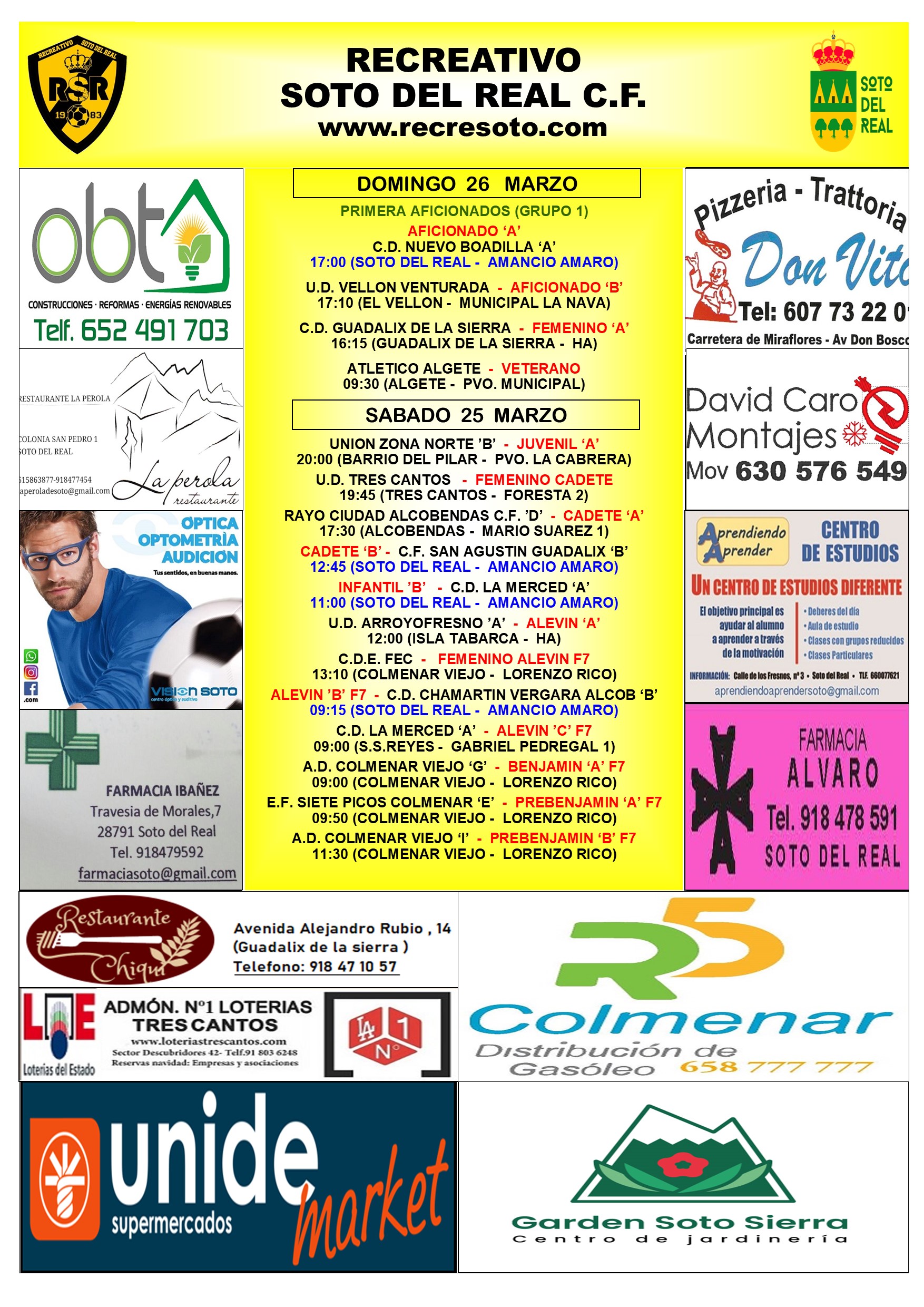 CARTEL SEMANAL 25 AL 26 MARZO 2022-2023