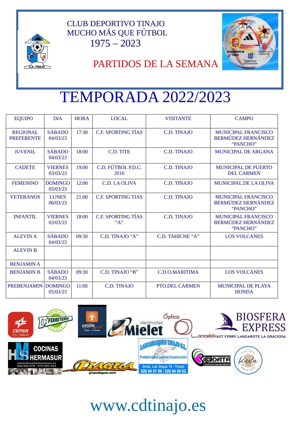 PARTIDOS DE LA SEMANA
