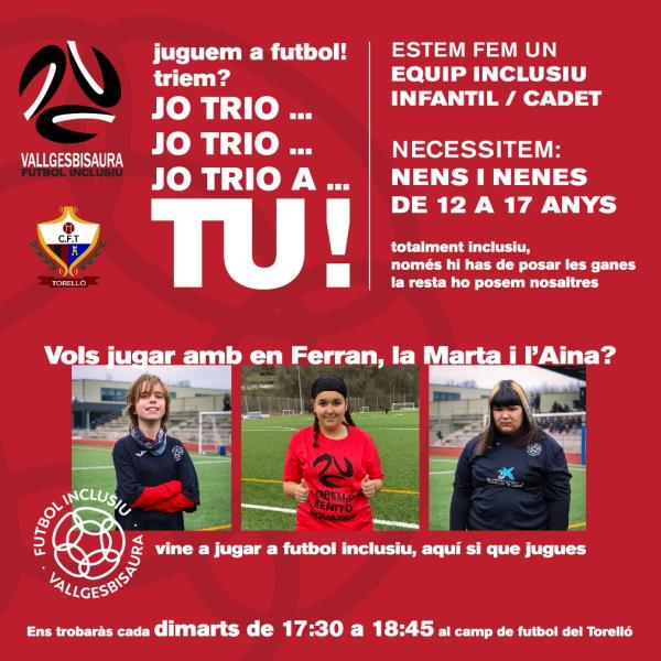 NOU EQUIP INF/CADET_VOLS JUGAR A FUTBOL? Vine a provar-ho, segur que t'agrada.