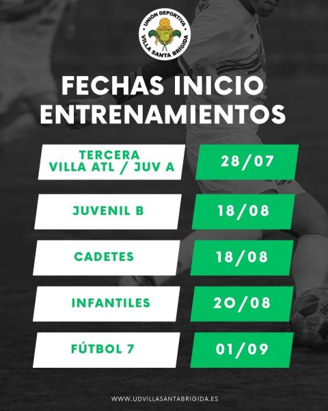Fechas inicio entrenamientos pre-temporada 25-26