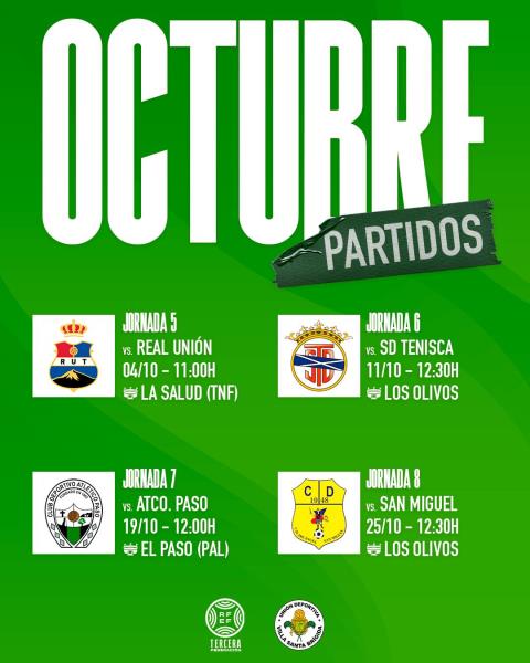 Partidos del mes de octubre de nuestro primer equipo