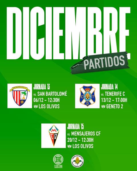 Partidos del mes de diciembre de nuestro primer equipo