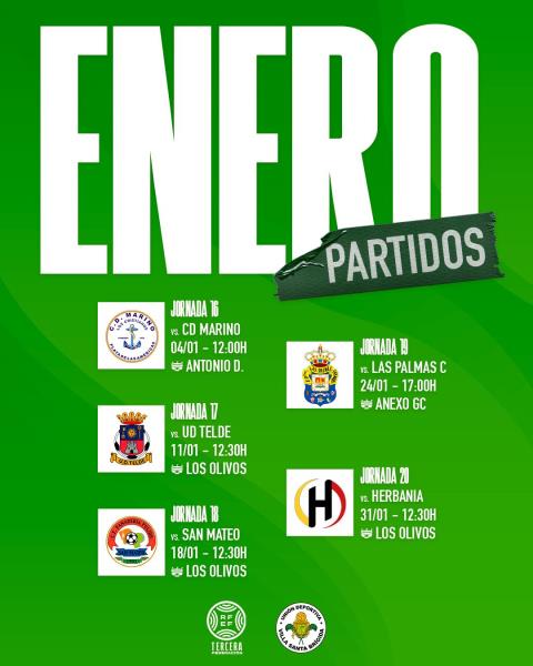 Partidos del mes de enero de nuestro primer equipo