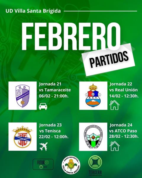 Partidos del mes de febrero de nuestro primer equipo