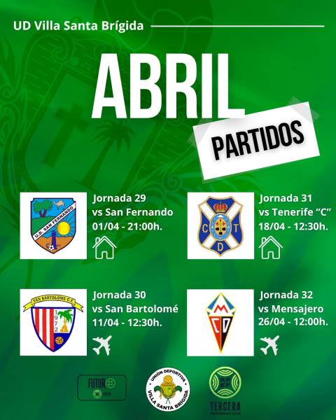 Partidos del mes de abril de nuestro primer equipo