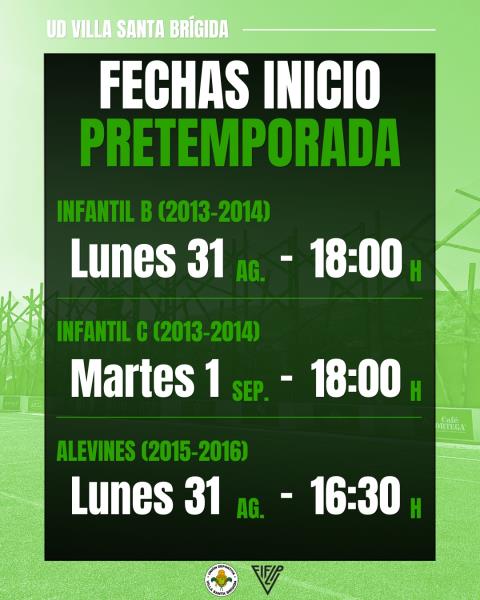 💚⚽ FECHAS DE INICIO DE PRETEMPORADA FUTBOL BASE 💚